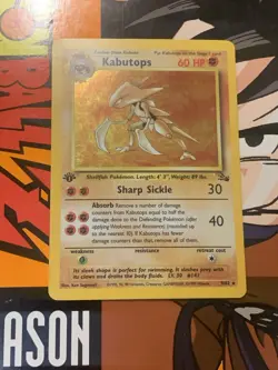 Pokemon TCG Kabutops Fossil 9/62 Holo Rare 1st Edition English 1999 - Image 2
