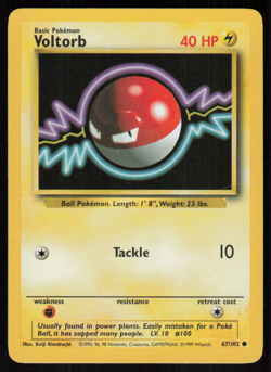 Voltorb 67/102 Common Base Set Unlimited Pokemon LP - Image 1