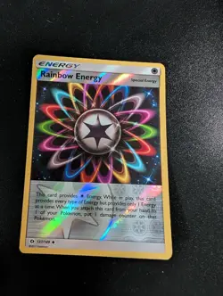 Rainbow Energy 137/149 Uncommon SM Base Set Pokemon Reverse Holo Near Mint - Image 1