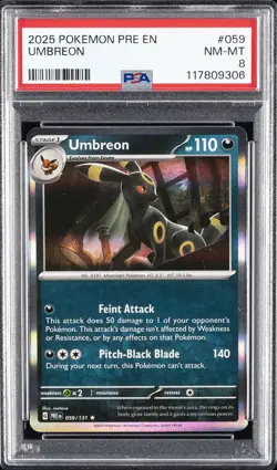 2025 POKEMON PRE EN-PRISMATIC EVOLUTIONS #059 UMBREON PSA 8 - Image 1