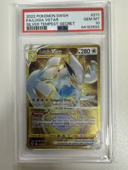 Lugia 2022 Pokemon Silver Tempest Secret Rare Gold Vstar PSA 10 - Image 1