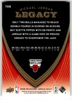 2008-09 Upper Deck Michael Jordan Legacy Collection #709 Michael Jordan Game 709 - Image 2