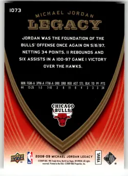 2008-09 Upper Deck Michael Jordan Legacy Collection #1073 Michael Jordan Game - Image 2