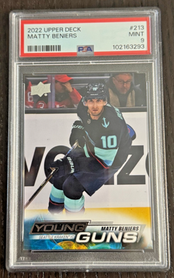 2022 UPPER DECK #213 MATTY BENIERS YOUNG GUNS RC ROOKIE PSA 9 MINT - Image 1