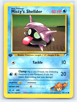 Misty's Shellder 89/132 1st Edition Gym Heroes Regular Common Pokemon TCG LP/MP - Image 1