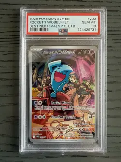 Pokemon Center Black Star Promo Team Rocket's Wobbuffet 203 Holo PSA 10 - Image 1