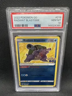 Radiant Blastoise 018/078 Pokemon Go Holo PSA 10 - Image 1