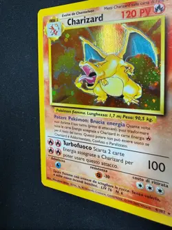 Pokemon Charizard 4/102 Set Base Rara Holo Unlimited Wizards ITA Carte Vintage - Image 4