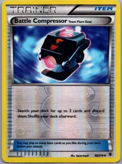 Battle Compressor Team Flare Gear 92/119 Phantom Forces Pokemon Reverse Holo MP - Image 1