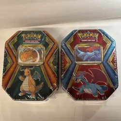 Pokemon TCG Dragon Tin Dragonite & Salamence 2 Tins Sealed Promo 2020 - Image 1