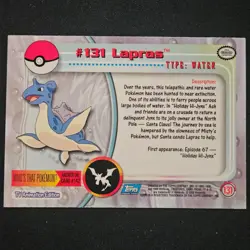 Pokemon LAPRAS #131 TOPPS TRADING CARDS SERIES 3 - Image 2