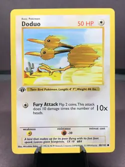 Pokemon TCG 1st Edition Doduo 48/102 Base Set Shadowless WOTC VTG 1999 NM - Image 1