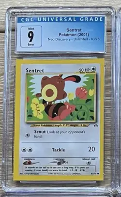 Sentret Square Cut ERROR MISCUT 2001 Pokemon Neo Discovery CGC 9 TCA. Gaming - Image 1