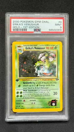 2000 Pokemon Erika's Venusaur 1st Edition Holo English Gym Challenge PSA 9 Mint - Image 1
