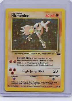 Hitmonlee 7/62 Rare Fossil Pokemon 1st Edition Holo Moderately Played - Image 1