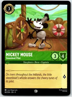 #80/204 Mickey Mouse - Steamboat Pilot PLAYSET x4 Disney Lorcana Fabled 4x - Image 4