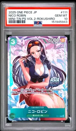 2025 ONE PIECE JAPANESE TIN SET VOL.2 #111 NICO ROBIN Rokushiro PSA 10 GEM MINT - Image 1