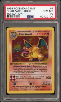 Pokemon Base Set 4/102 Charizard 1ST Edition Shadowless PSA 10 - Image 1