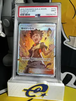 2019 POKEMON SUN & MOON TEAM UP 172 FULL ART/BROCK'S GRIT PSA 9 MINT - Image 1