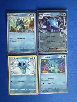 Kindgdra ex Shrouded Fable+Seadra+Horsea (x2) 4-card mixed Pokemon lot - PWE - Image 1