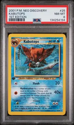 2001 POKEMON NEO DISCOVERY 25 KABUTOPS 1ST EDITION PSA 8 NM - Image 1