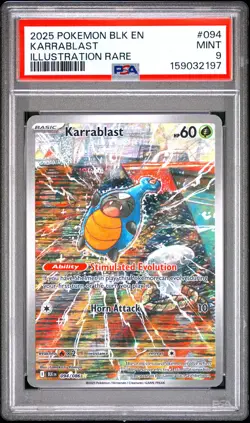 2025 POKEMON BLK EN-BLACK BOLT ILLUSTRATION RARE #094 KARRABLAST PSA 9 - Image 1