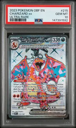2023 Pokemon Obsidian Flames Charizard EX #215 PSA 10 - Image 1