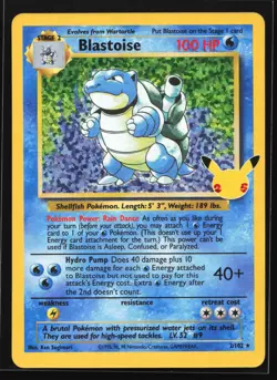 Blastoise 2/102 Celebrations: Classic Collection Holo Pokemon Card - Image 1