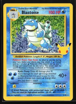 Blastoise 2/102 Celebrations: Classic Collection Holo Pokemon Card - Image 1