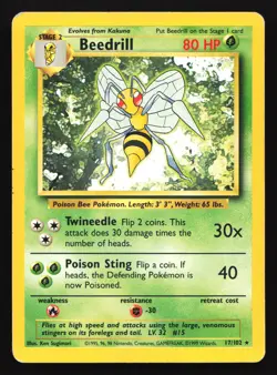 Beedrill 17/102 Base Set Rare Pokemon Card - Image 1