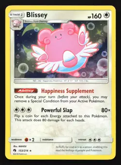 Blissey (Cosmos Holo) 153/214 SM - Lost Thunder Rare Pokemon Card - Image 1