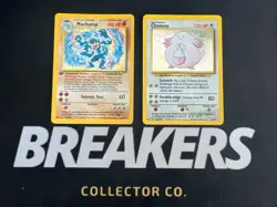 1999 Base Set Vintage Pokemon 2 Card Lot: Holo 1st Edition Machamp & Chansey - Image 1