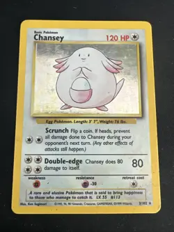 1999 Base Set Vintage Pokemon 2 Card Lot: Holo 1st Edition Machamp & Chansey - Image 4
