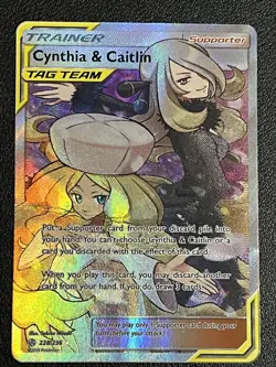Pokemon TCG Cynthia & Caitlin (Full Art) 228/236 Sm-Cosmic Eclipse Holo Dmg - Image 1
