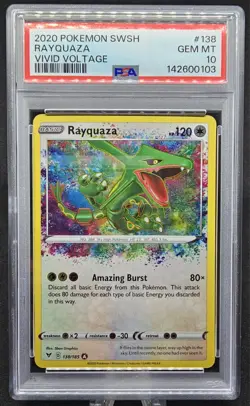 2020 POKEMON SWSH VIVID VOLTAGE #138 RAYQUAZA AMAZING RARE PSA 10 - Image 1