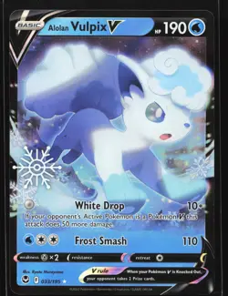 Alolan Vulpix V 033/195 Holiday Calendar Stamped Promo Holo Pokemon Card - Image 1