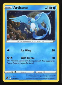 Articuno (Cosmos Holo) 036/195 SWSH12: Silver Tempest Holo Rare Pokemon Card - Image 1