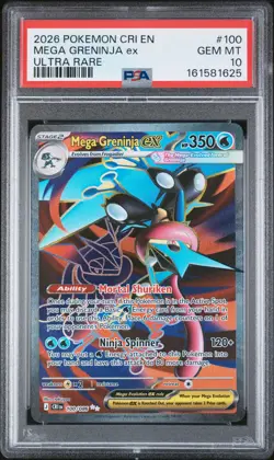 2026 POKEMON CRI EN-CHAOS RISING ULTRA RARE #100 MEGA GRENINJA EX PSA 10 - Image 1