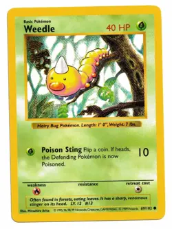 Pokemon Card: Weedle 69/102 Base Set Shadowless Rare! EXC - Image 1