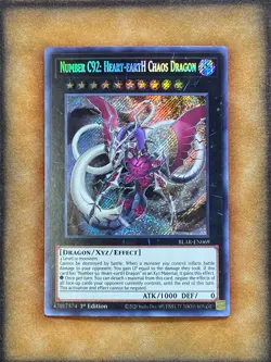 Yugioh Number C92: Heart-eartH Chaos Dragon BLAR-EN069 Secret Rare 1st Ed NM - Image 1
