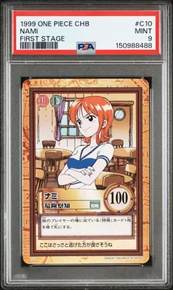 1999 Bandai One Piece CHB Nami C10 First Stage PSA 9 Hyper Battle Card - Image 1