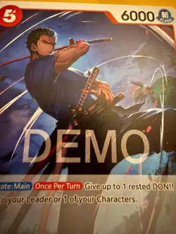 One piece Tcg Op11 Roronoa Zoro Promo Demo version Not tournament legal - Image 1