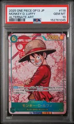 MONKEY D. LUFFY OP13-118 ALTERNATE ART ONE PIECE JAPANESE PSA 10 - Image 1