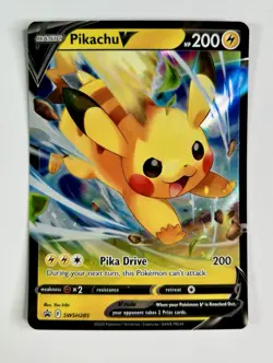 Pikachu V SWSH285 Black Star Promo Pokemon Card * Near Mint - Image 1