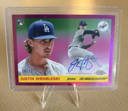 2025 Topps Chrome Platinum rookie autograph card of Justin Wrobleski, /15 - Image 1