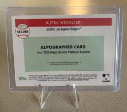 2025 Topps Chrome Platinum rookie autograph card of Justin Wrobleski, /15 - Image 2