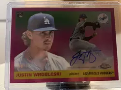 2025 Topps Chrome Platinum rookie autograph card of Justin Wrobleski, /15 - Image 3