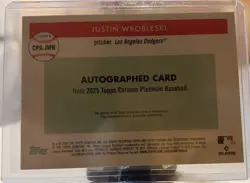 2025 Topps Chrome Platinum rookie autograph card of Justin Wrobleski, /15 - Image 4