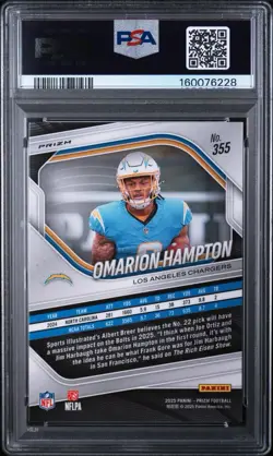 Omarion Hampton Panini Prizm White Disco Rookie Card PSA 10 2025 #355 Chargers - Image 2