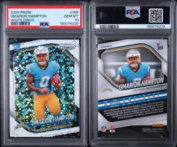 Omarion Hampton Panini Prizm White Disco Rookie Card PSA 10 2025 #355 Chargers - Image 3